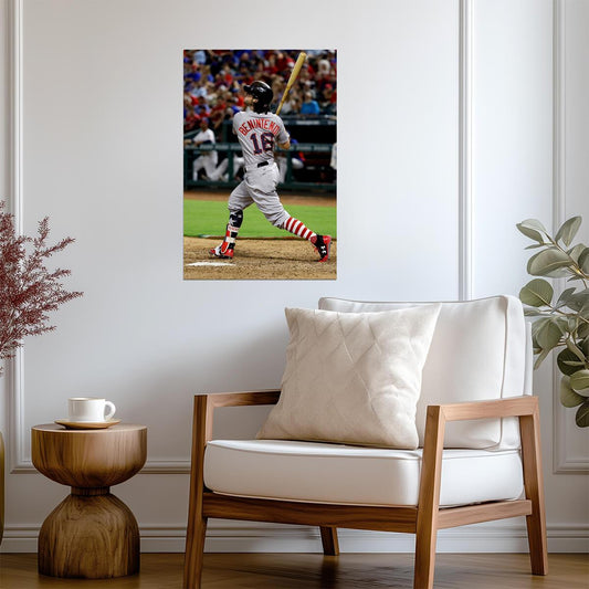 Andrew Benintendi Boston Red Sox | Hitting Action | Baseball Player Poster - Sports Poster