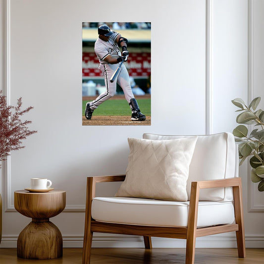 Frank Thomas Chicago White Sox | Hitting Action | Baseball Legend Poster - Sports Poster