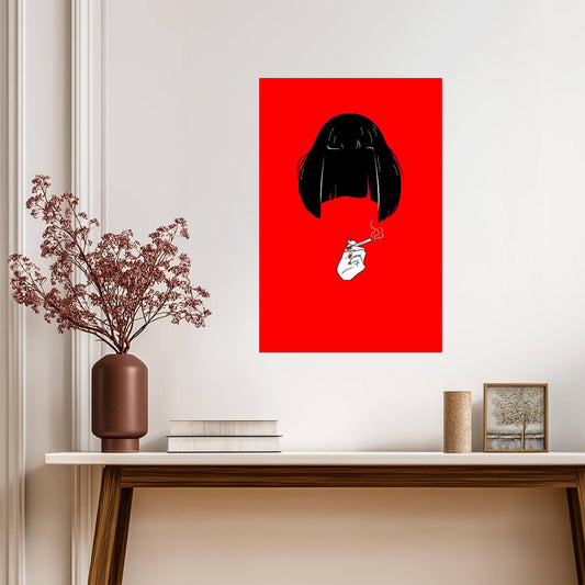 Pulp Fiction | Minimalist Mia Wallace on Red | Movie Poster - Movies & TV Poster