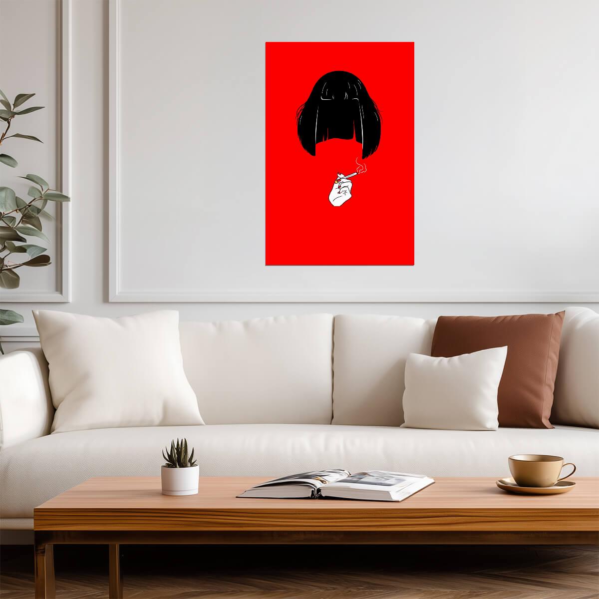 Pulp Fiction | Minimalist Mia Wallace on Red | Movie Poster - Movies & TV Poster