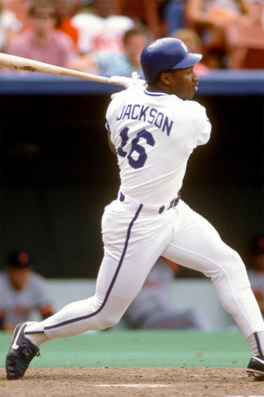 Bo Jackson Kansas City Royals | Hitting Action | Dual-Sport Legend Poster - Sports Poster