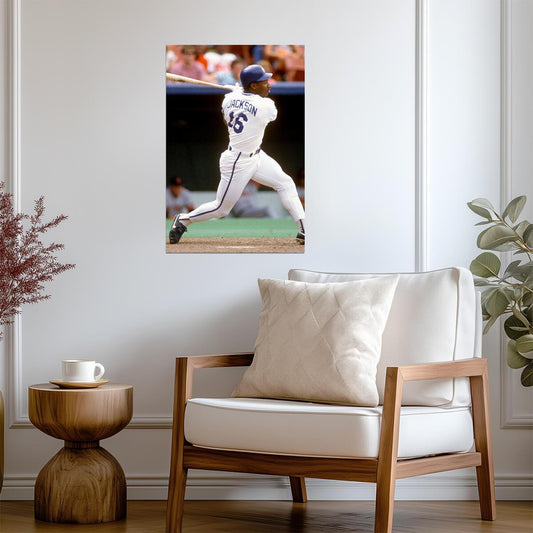 Bo Jackson Kansas City Royals | Hitting Action | Dual-Sport Legend Poster - Sports Poster