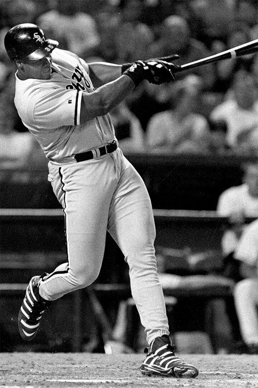 Frank Thomas Chicago White Sox | Hitting Action B&W | Baseball Legend Poster - Sports Poster