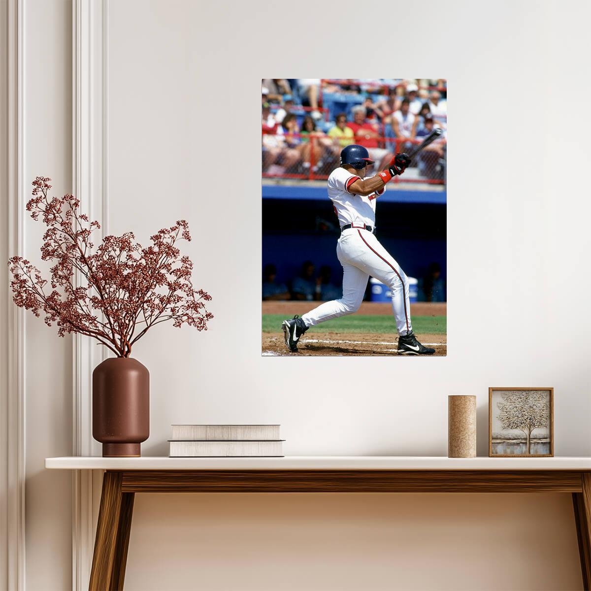 David Justice Atlanta Braves | At Bat Stance | Vintage Baseball Poster - Sports Poster