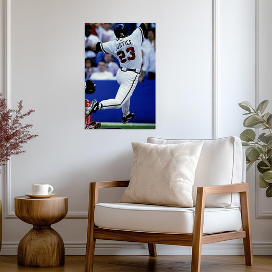 David Justice Atlanta Braves | Home Run Swing | Vintage Baseball Poster - Sports Poster