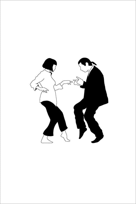 Pulp Fiction | Mia & Vincent Dance Scene | Black and White Minimalist Poster - Movies & TV Poster