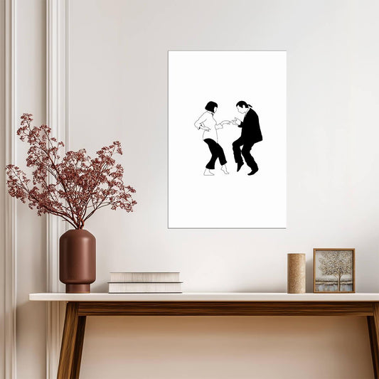 Pulp Fiction | Mia & Vincent Dance Scene | Black and White Minimalist Poster - Movies & TV Poster