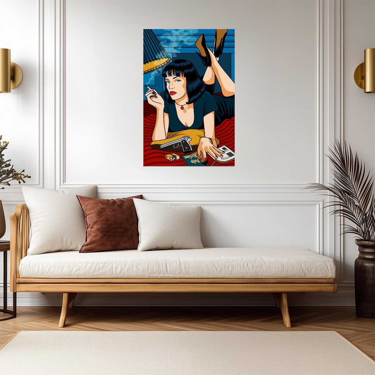 Pulp Fiction | Illustrated Mia Wallace on Bed | Movie Poster - Movies & TV Poster