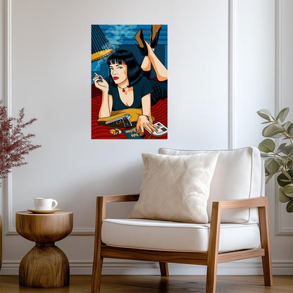 Pulp Fiction | Illustrated Mia Wallace on Bed | Movie Poster - Movies & TV Poster