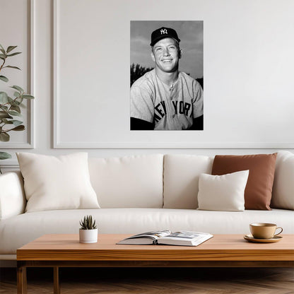 Mickey Mantle Portrait | New York Yankees Legend | Black and White Photo Poster - Vintage & Retro Poster