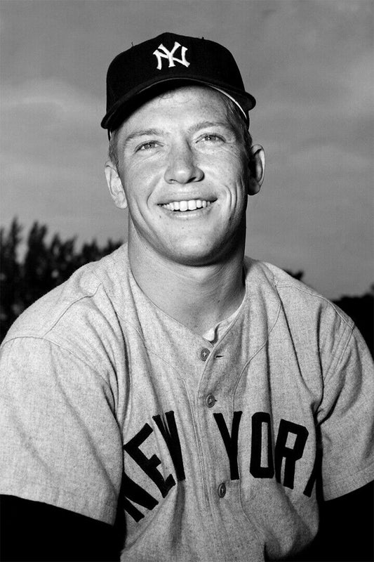 Mickey Mantle Portrait | New York Yankees Legend | Black and White Photo Poster - Vintage & Retro Poster