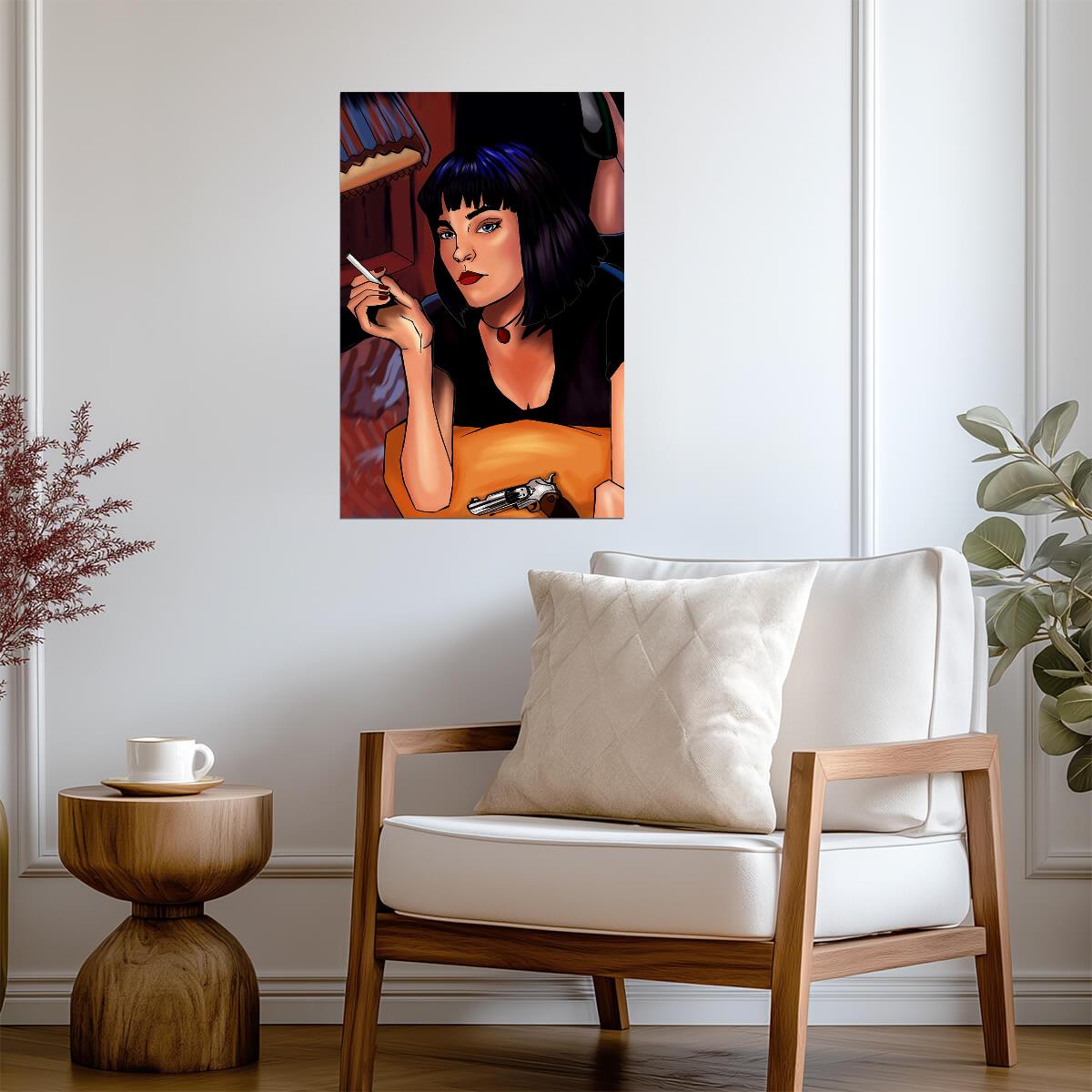 Pulp Fiction | Illustrated Mia Wallace Smoking | Movie Art Poster - Movies & TV Poster