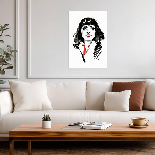 Pulp Fiction | Mia Wallace Overdose Scene Sketch | Black and White Poster - Movies & TV Poster