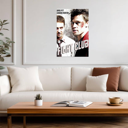 Fight Club | Brad Pitt & Edward Norton Poster | David Fincher Film Art - Movies & TV Poster