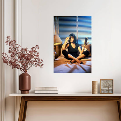 Pulp Fiction | Mia Wallace Sitting with Gun | Uma Thurman Movie Poster - Movies & TV Poster