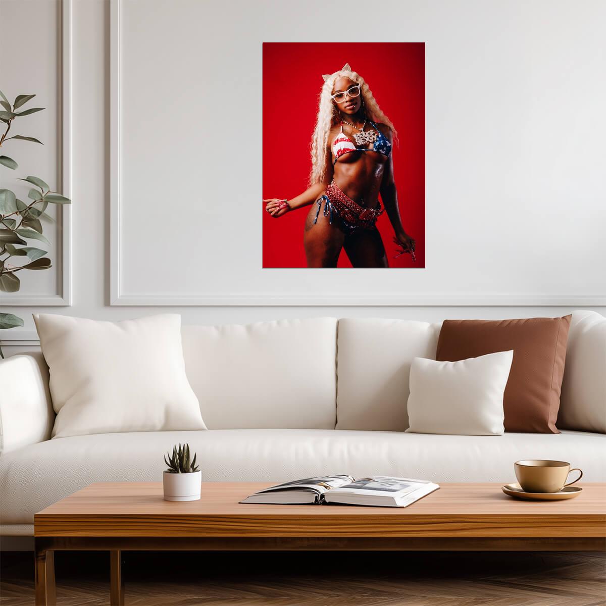 Sexyy Red Hood Hottest Princess | American Flag Bikini Poster | Sexy Hip Hop Album Art - Music Poster