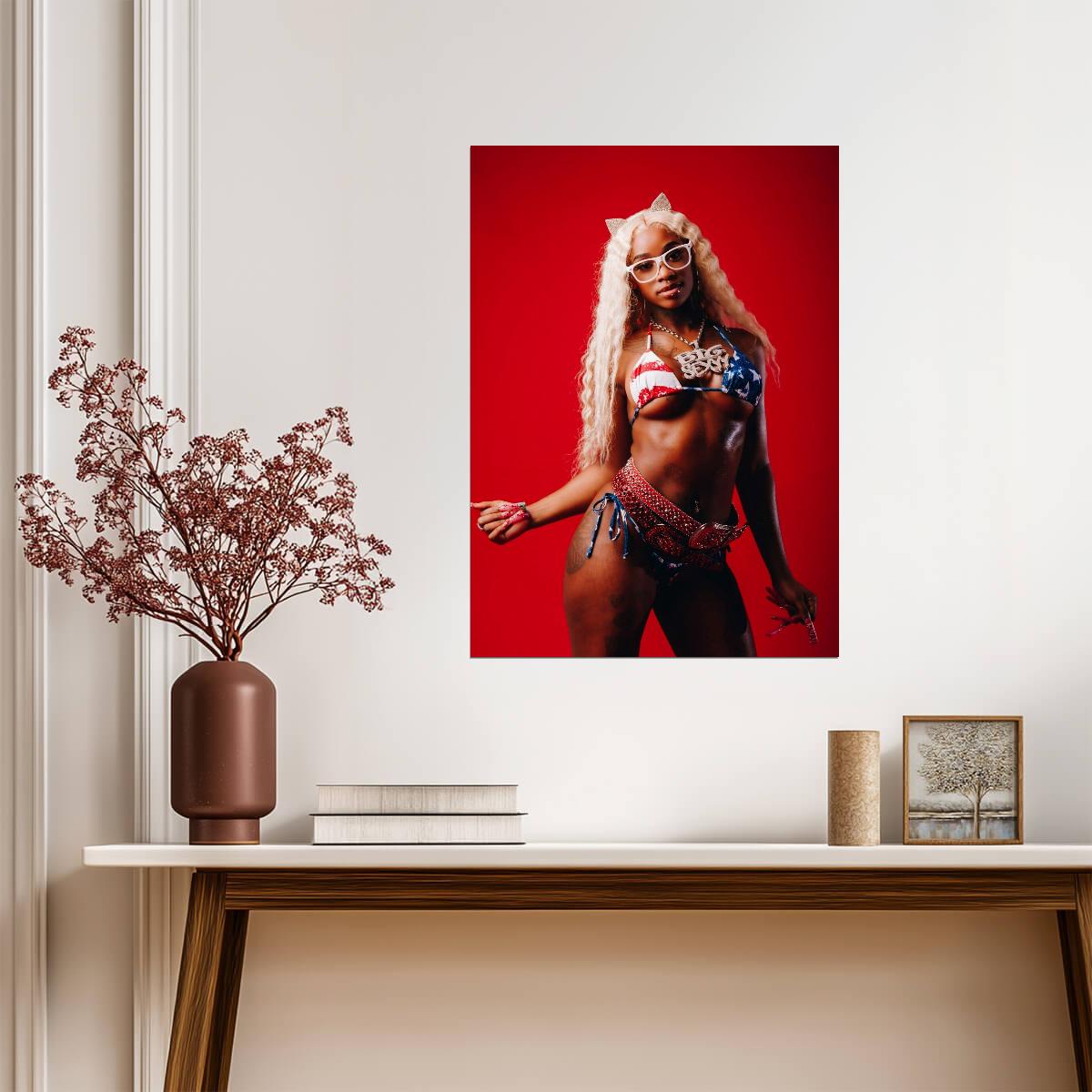 Sexyy Red Hood Hottest Princess | American Flag Bikini Poster | Sexy Hip Hop Album Art - Music Poster