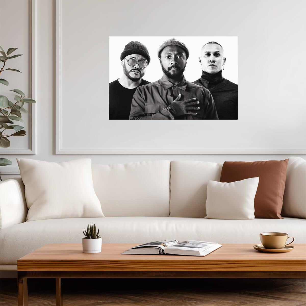 Black Eyed Peas | Black and White Music Poster | Pop Rap Group Portrait - Music Poster