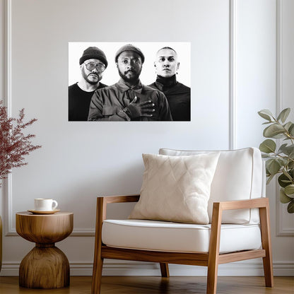 Black Eyed Peas | Black and White Music Poster | Pop Rap Group Portrait - Music Poster