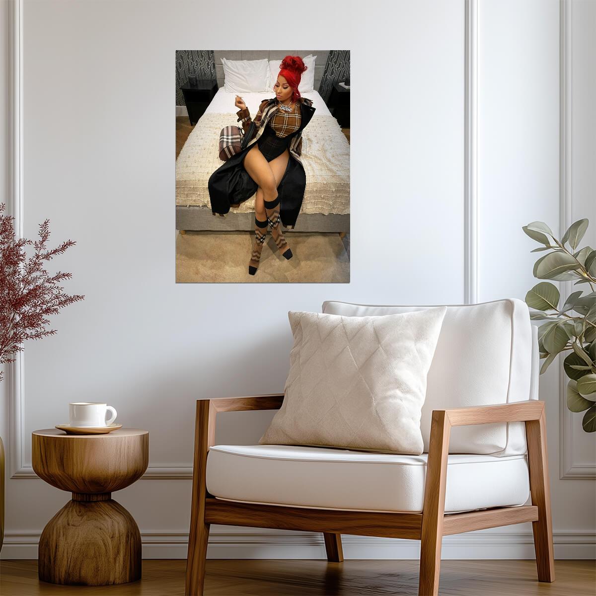 Nicki Minaj Red Hair Burberry Outfit | Barbie Necklace Poster | Hip Hop Star Wall Art - Music Poster