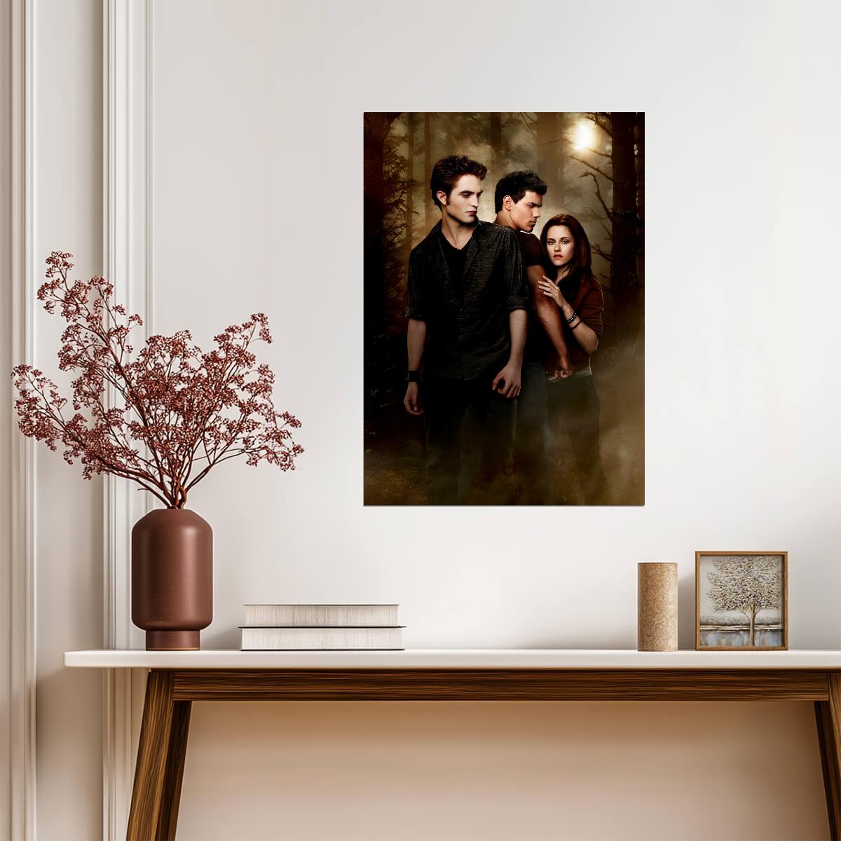 Twilight Saga Edward Bella & Jacob | Movie Poster | Fantasy Romance Film Art - Movies & TV Poster