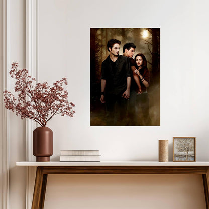 Twilight Saga Edward Bella & Jacob | Movie Poster | Fantasy Romance Film Art - Movies & TV Poster
