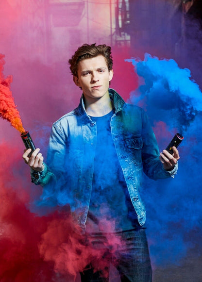 Tom Holland with Color Smoke | Celebrity Portrait Poster | Modern Actor Wall Art - Celebrities Poster