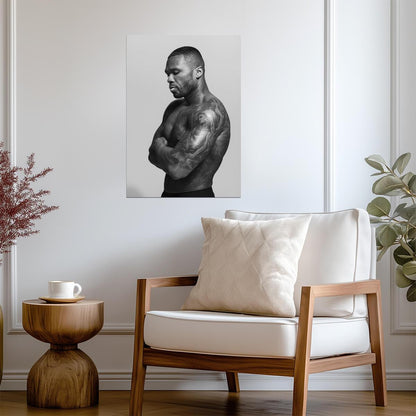 50 Cent Shirtless Tattoo Portrait | Black and White Poster | Hip Hop Legend Art - Music Poster