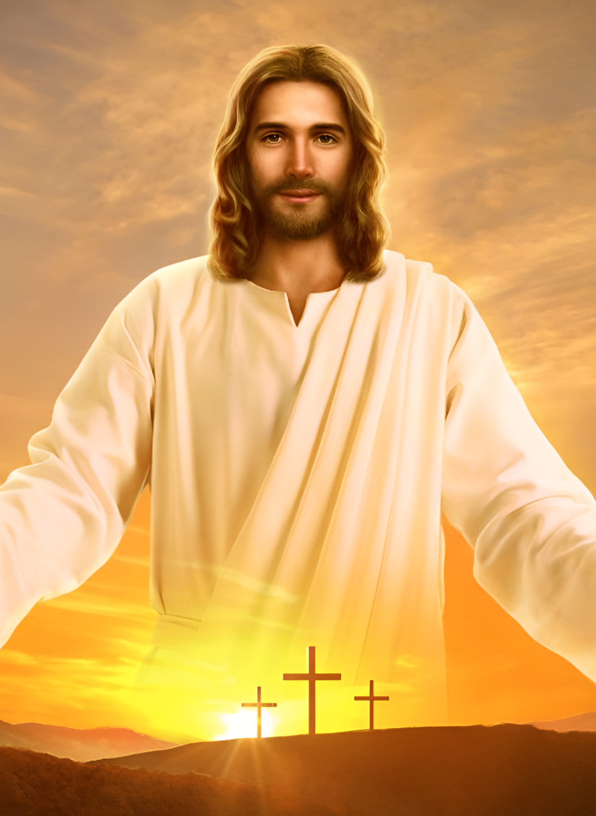 Jesus Christ Resurrection | Three Crosses Poster | Religious Christian Wall Art - Graphic & Art Poster