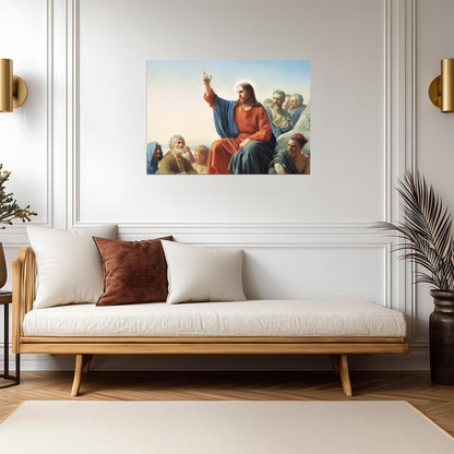 Jesus Sermon on the Mount | Vintage Style Religious Painting Poster | Christian Art Print - Graphic & Art Poster