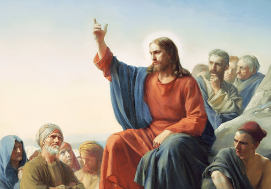 Jesus Sermon on the Mount | Vintage Style Religious Painting Poster | Christian Art Print - Graphic & Art Poster
