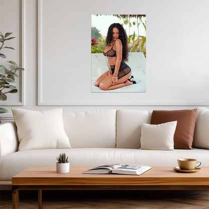 Rihanna in Black Sheer Lingerie | Savage X Fenty Poster | Sexy Music Star Art - Music Poster