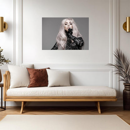 Lady Gaga Portrait | Black and White Fashion Poster | Music Star Wall Art - Music Poster