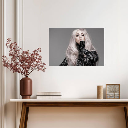 Lady Gaga Portrait | Black and White Fashion Poster | Music Star Wall Art - Music Poster