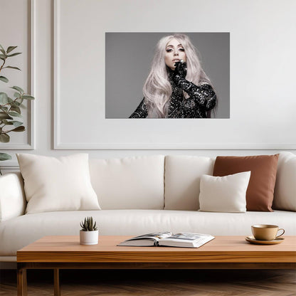 Lady Gaga Portrait | Black and White Fashion Poster | Music Star Wall Art - Music Poster