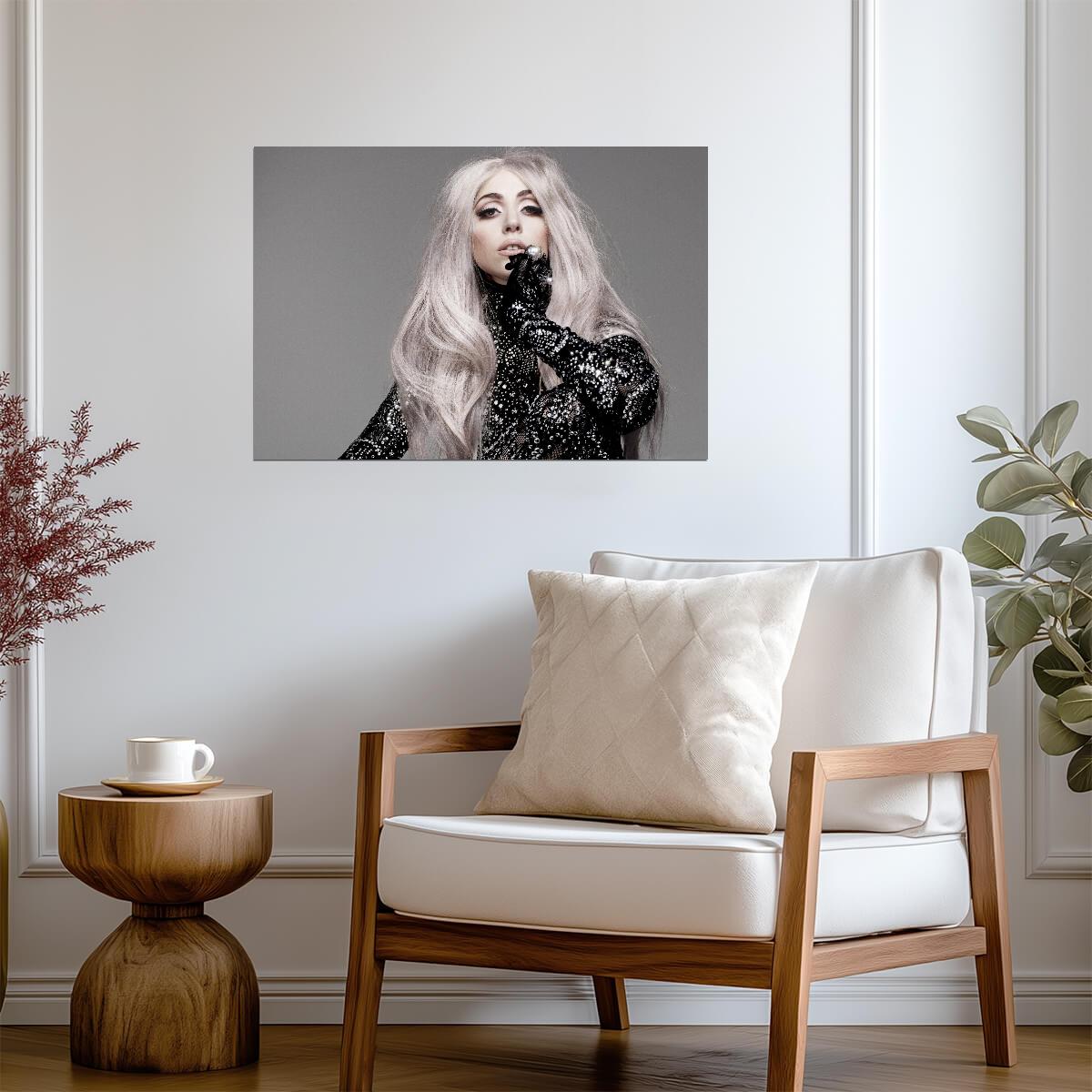 Lady Gaga Portrait | Black and White Fashion Poster | Music Star Wall Art - Music Poster