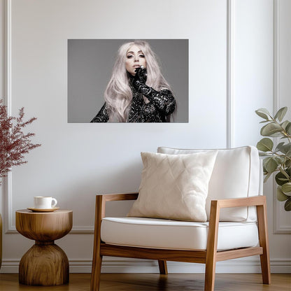 Lady Gaga Portrait | Black and White Fashion Poster | Music Star Wall Art - Music Poster