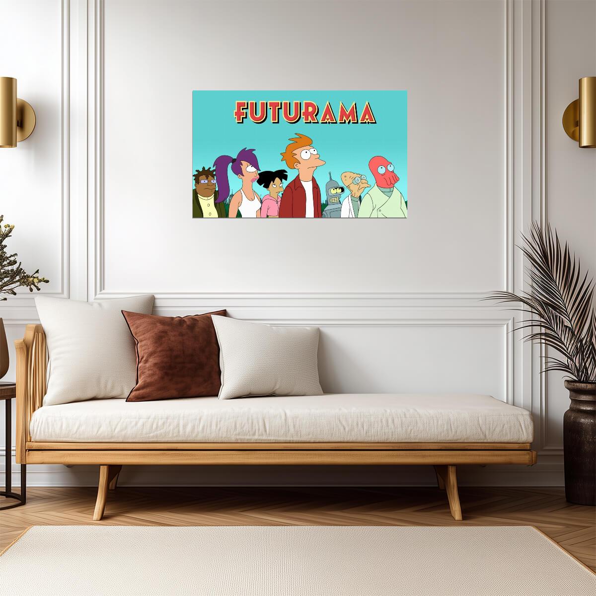 Futurama Main Cast | Animated TV Show Poster | Sci-Fi Comedy Art - Movies & TV Poster