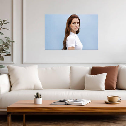 Lana Del Rey | Blue Background Portrait Poster | Music Star Wall Art - Music Poster