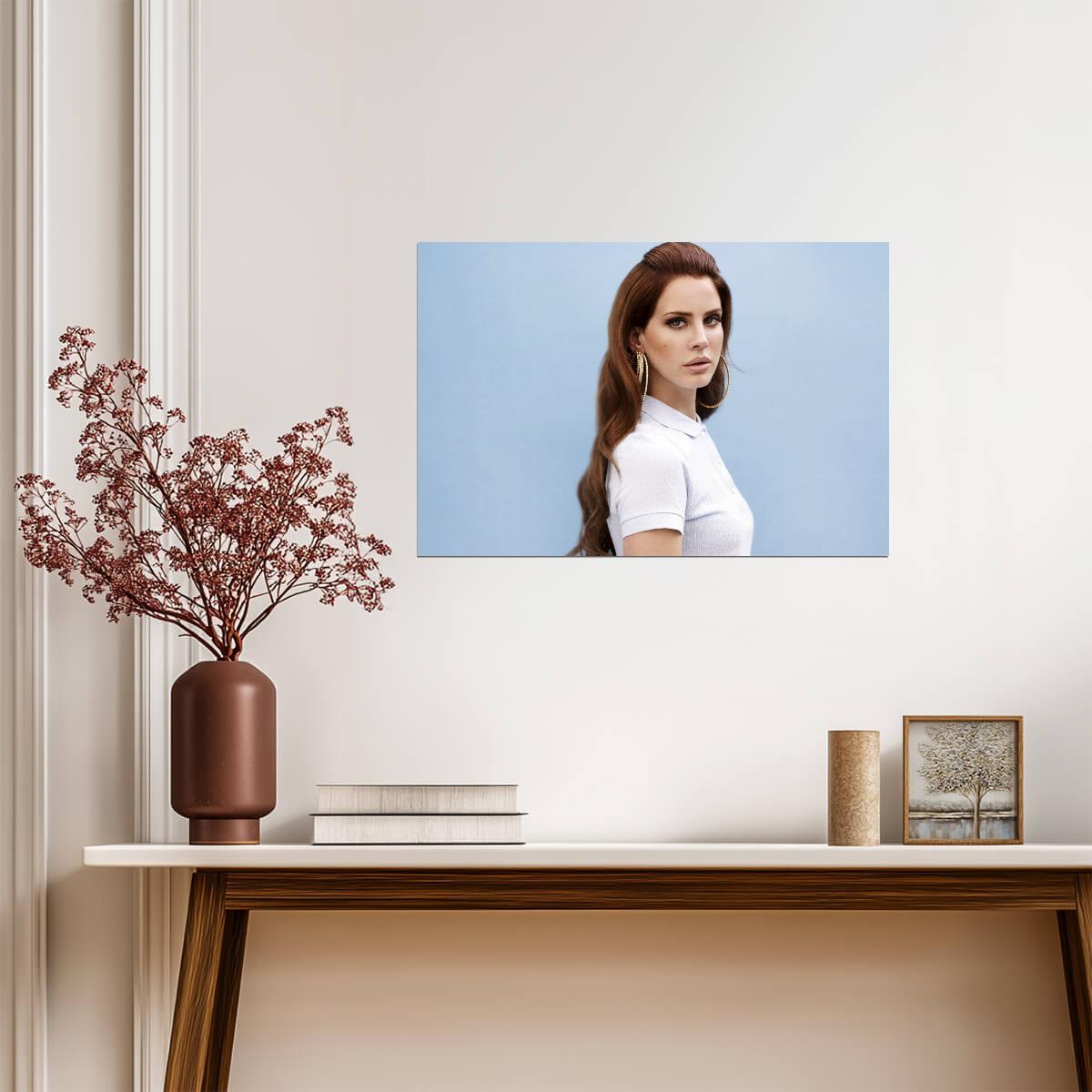 Lana Del Rey | Blue Background Portrait Poster | Music Star Wall Art - Music Poster