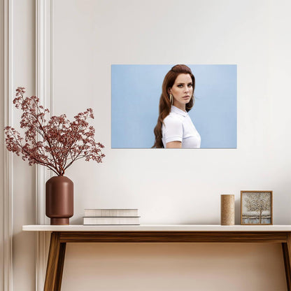 Lana Del Rey | Blue Background Portrait Poster | Music Star Wall Art - Music Poster