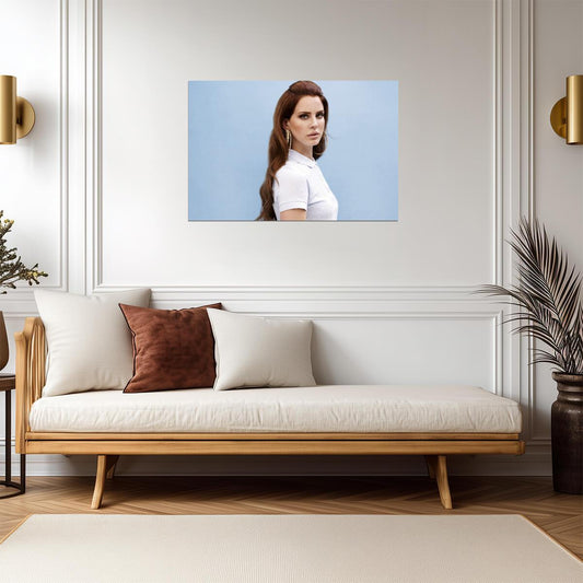 Lana Del Rey | Blue Background Portrait Poster | Music Star Wall Art - Music Poster