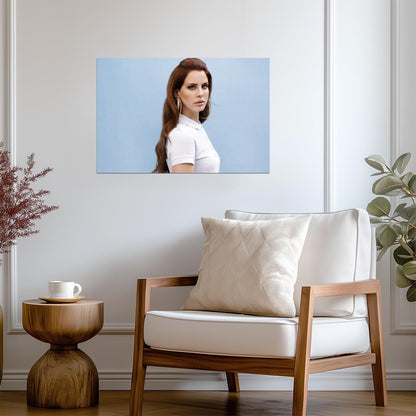 Lana Del Rey | Blue Background Portrait Poster | Music Star Wall Art - Music Poster