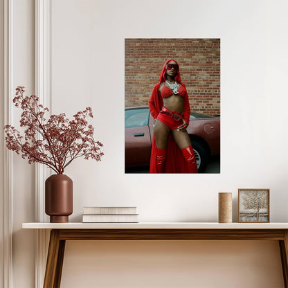 Sexyy Red in Red Outfit | Hip Hop Star Poster | Music Celebrity Wall Art - Music Poster