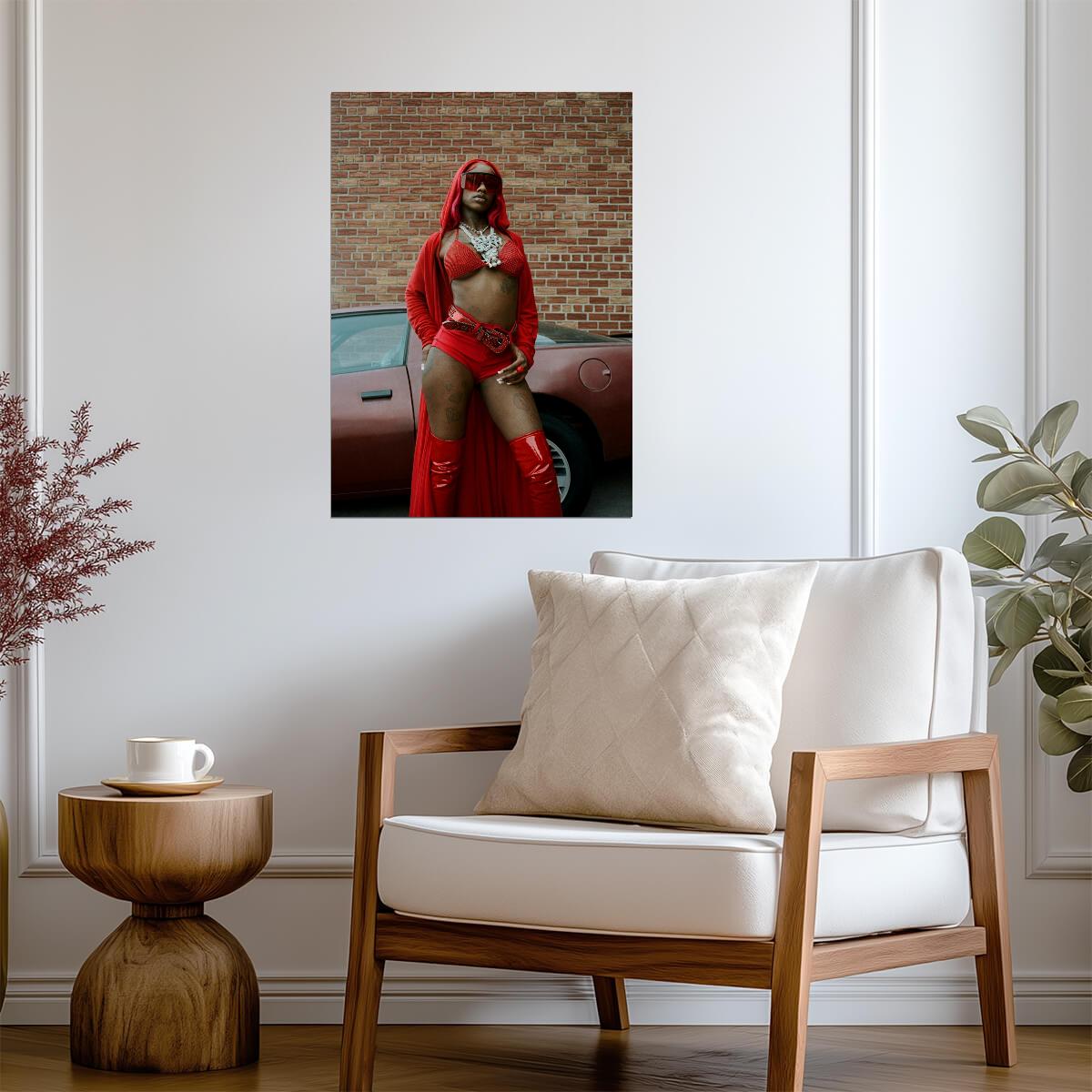 Sexyy Red in Red Outfit | Hip Hop Star Poster | Music Celebrity Wall Art - Music Poster