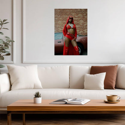 Sexyy Red in Red Outfit | Hip Hop Star Poster | Music Celebrity Wall Art - Music Poster