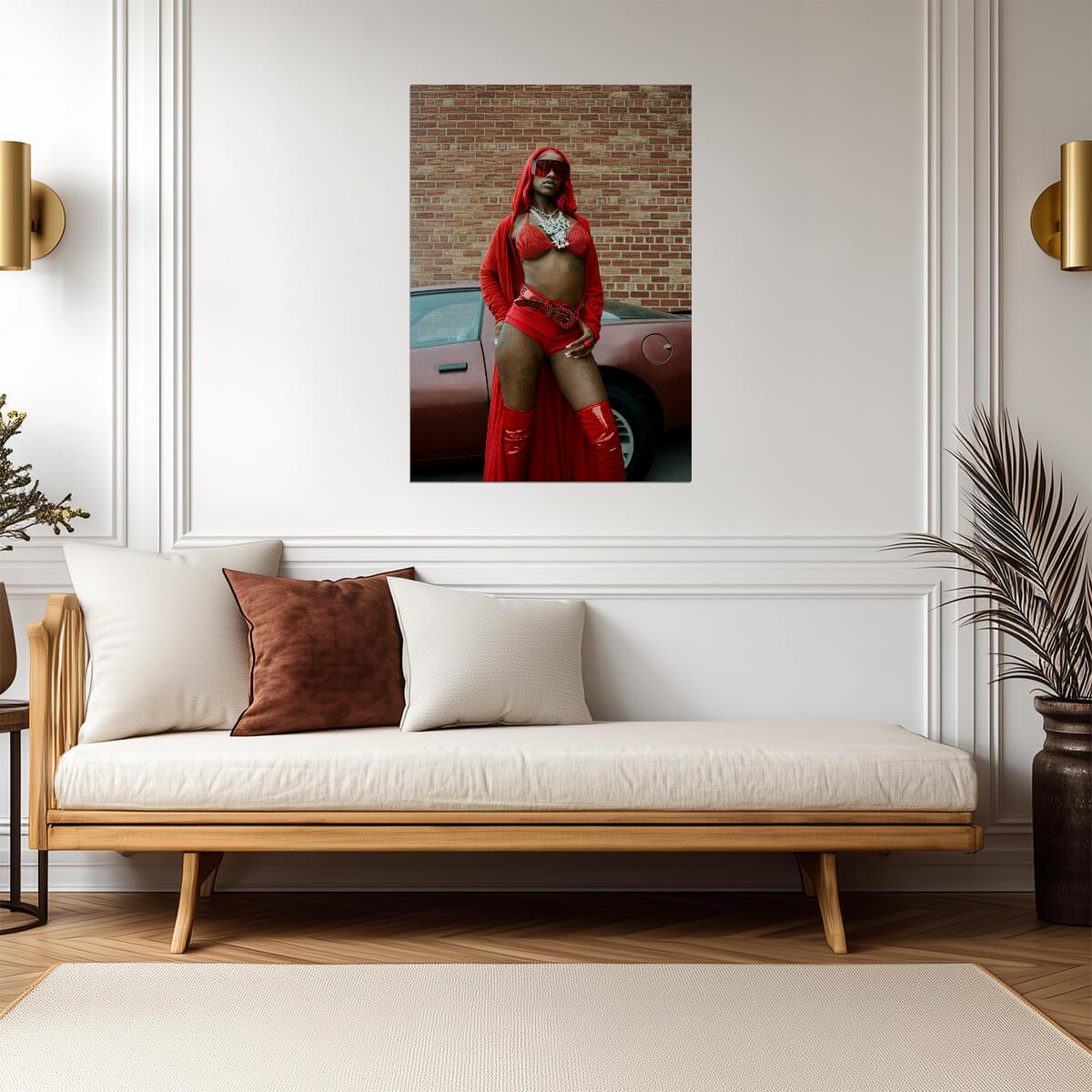 Sexyy Red in Red Outfit | Hip Hop Star Poster | Music Celebrity Wall Art - Music Poster