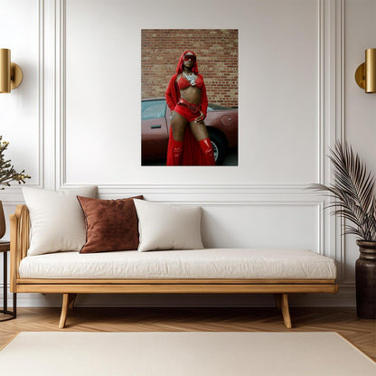 Sexyy Red in Red Outfit | Hip Hop Star Poster | Music Celebrity Wall Art - Music Poster