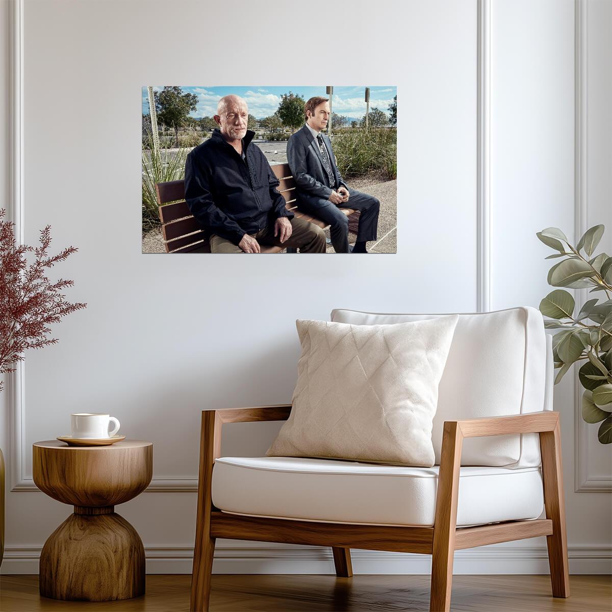 Better Call Saul Mike & Jimmy on Bench | TV Show Poster | Cinematic Wall Art - Movies & TV Poster