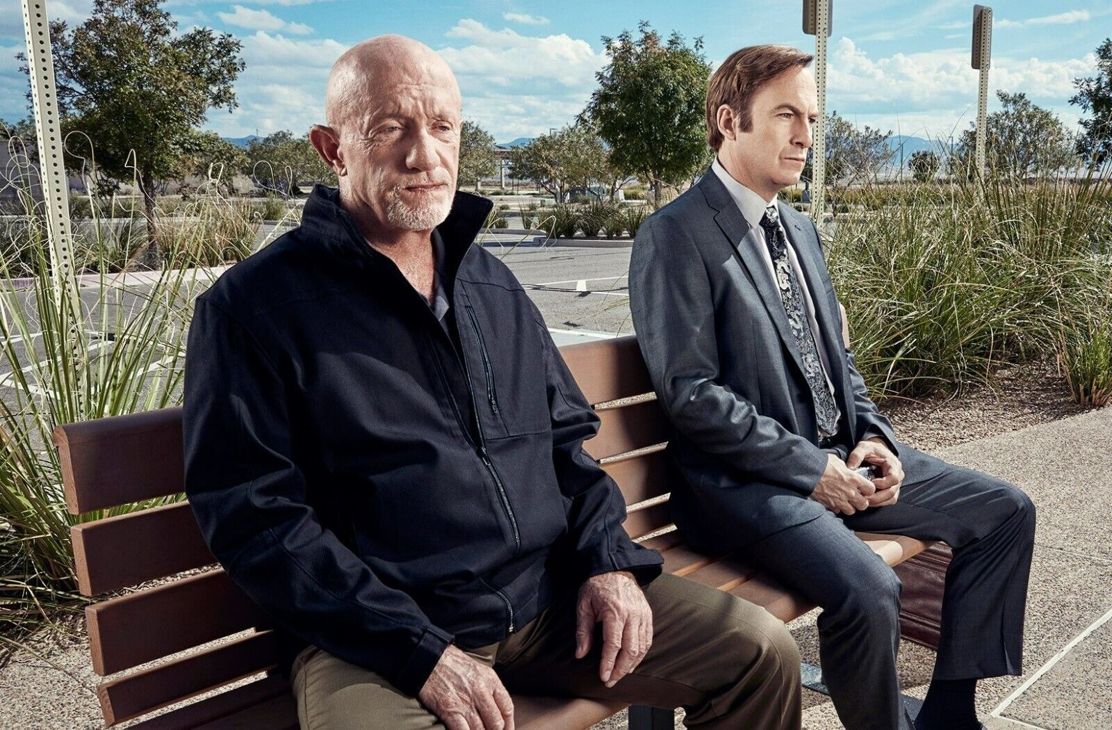 Better Call Saul Mike & Jimmy on Bench | TV Show Poster | Cinematic Wall Art - Movies & TV Poster